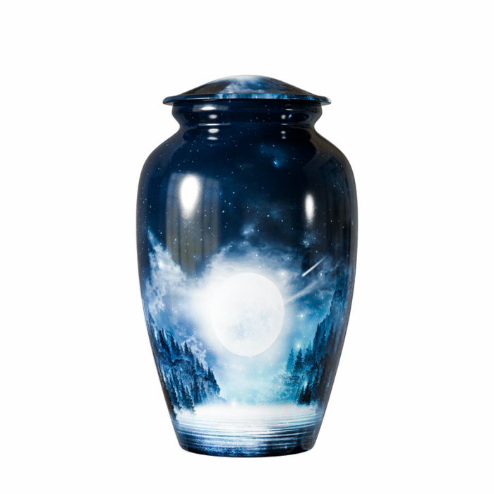 Dark Moon Light Cremation Urn for Human Ashes Adult – Aluminum Funeral Urn for Ashes, Large 200 lbs Capacity, Handcrafted Memorial Urn for Men & Women
