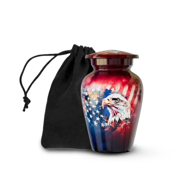 Memorial Eagle Keepsake Urn | Mini Aluminum Cremation Urn for Human Ashes