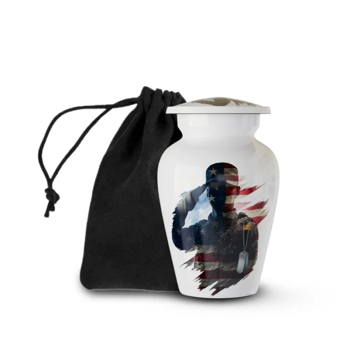 Memorial Fighter Keepsake Urn | Military Aluminum Mini Urn for Ashes