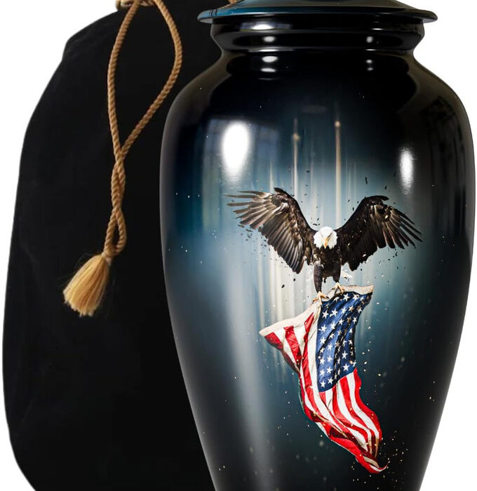American Flag -Flying Eagle Cremation Urns -Patriotic Memorial Urn for Human Ashes